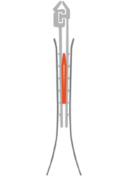 Cross-section of a closed easy-open-track (membrane is shown in red).