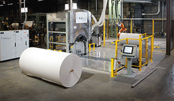 Norkol Converting uses Mapleroc’s RollRazor to cut paper in its rolled stated without the need to unwind and rewind the paper.